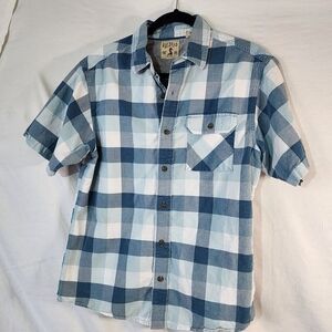 Red Head Blue and White Checkered Button-Down Shirt